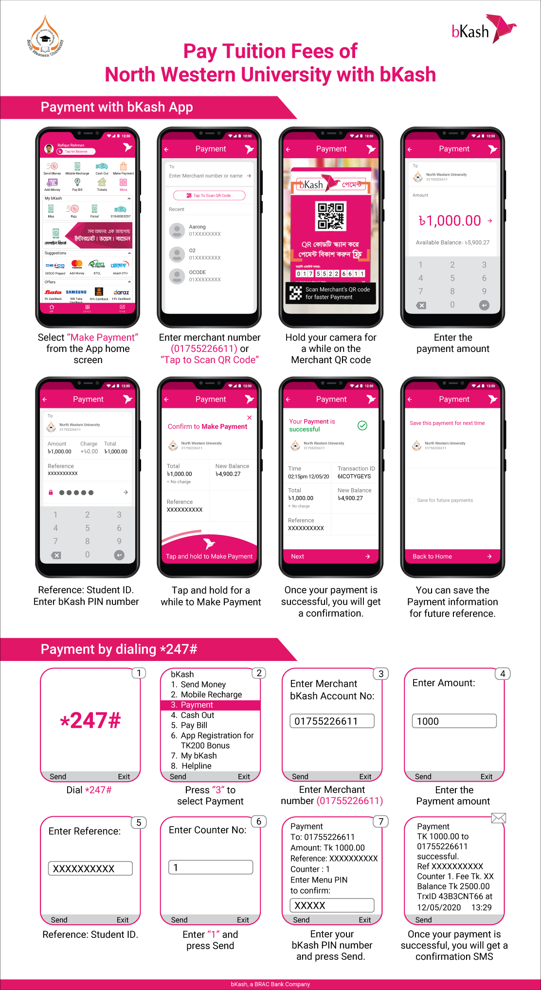 North Western University bKash Payment Flow